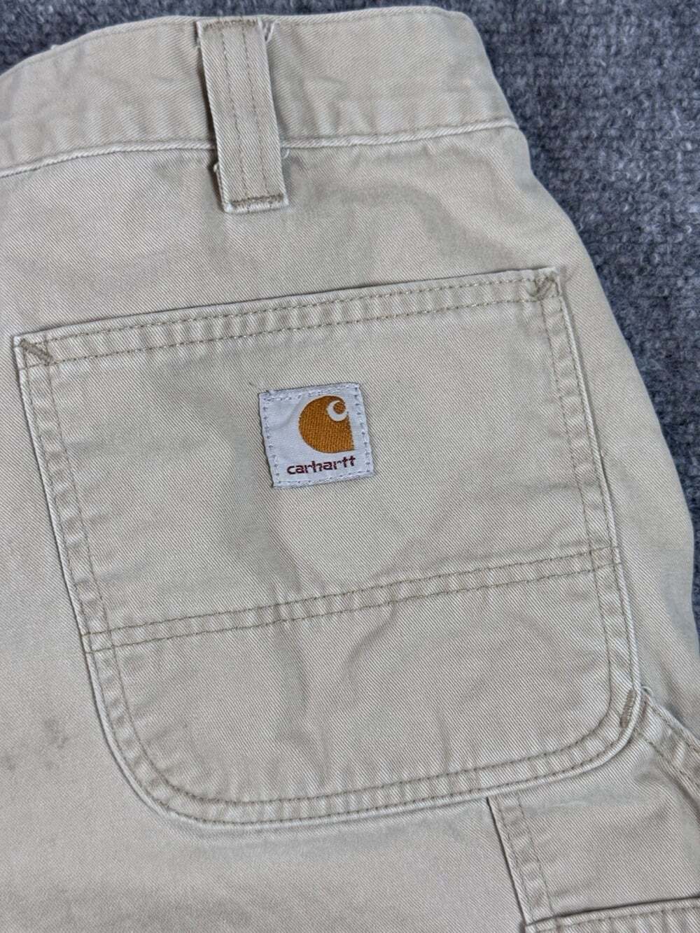 Carhartt Men’s Beige Canvas Cargo Shorts Cotton Relaxed Fit Faded Shorts Size 32 - Picture 9 of 10